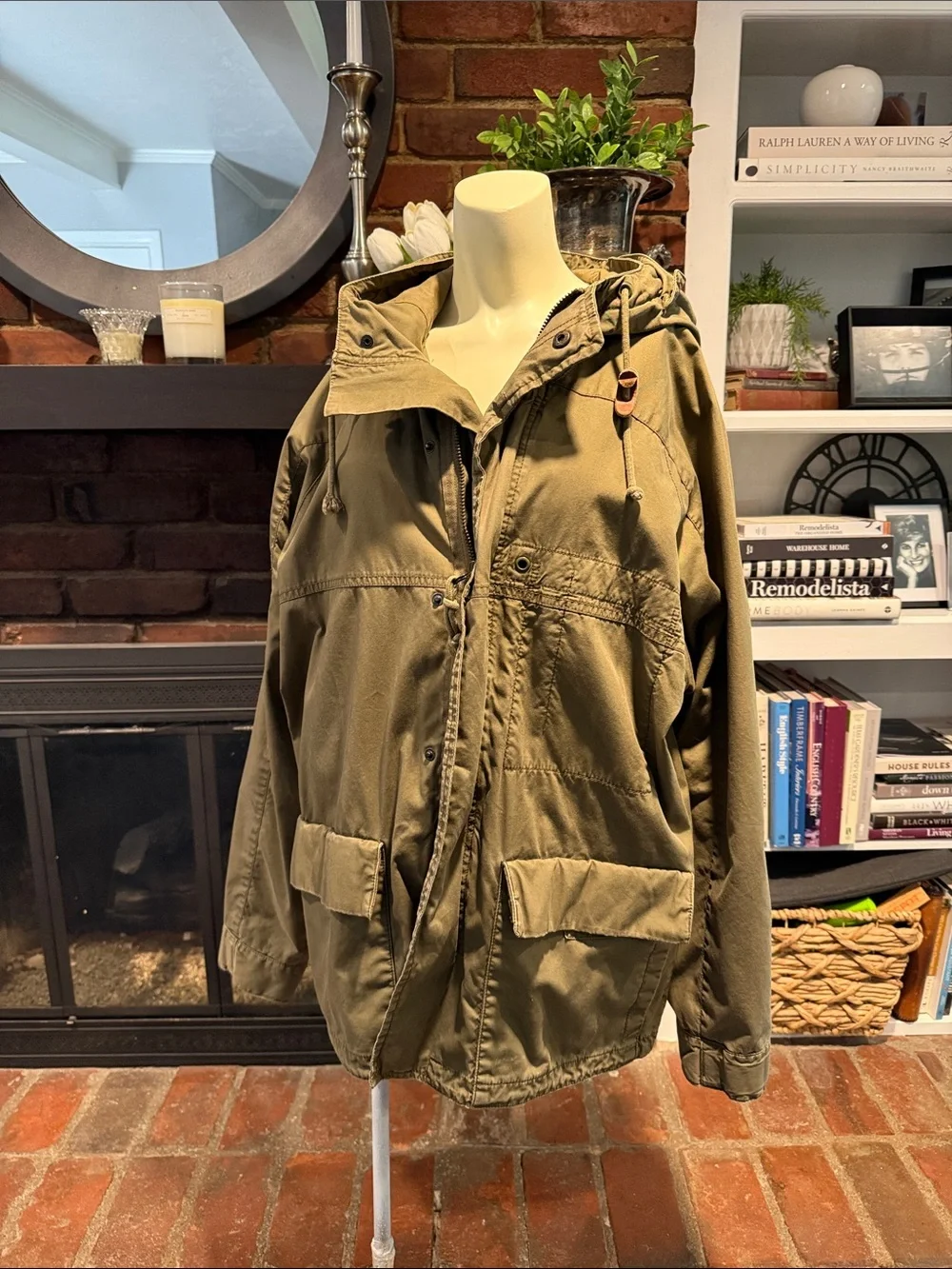 Old Navy Olive Green Hooded Men's Anorak Jacket